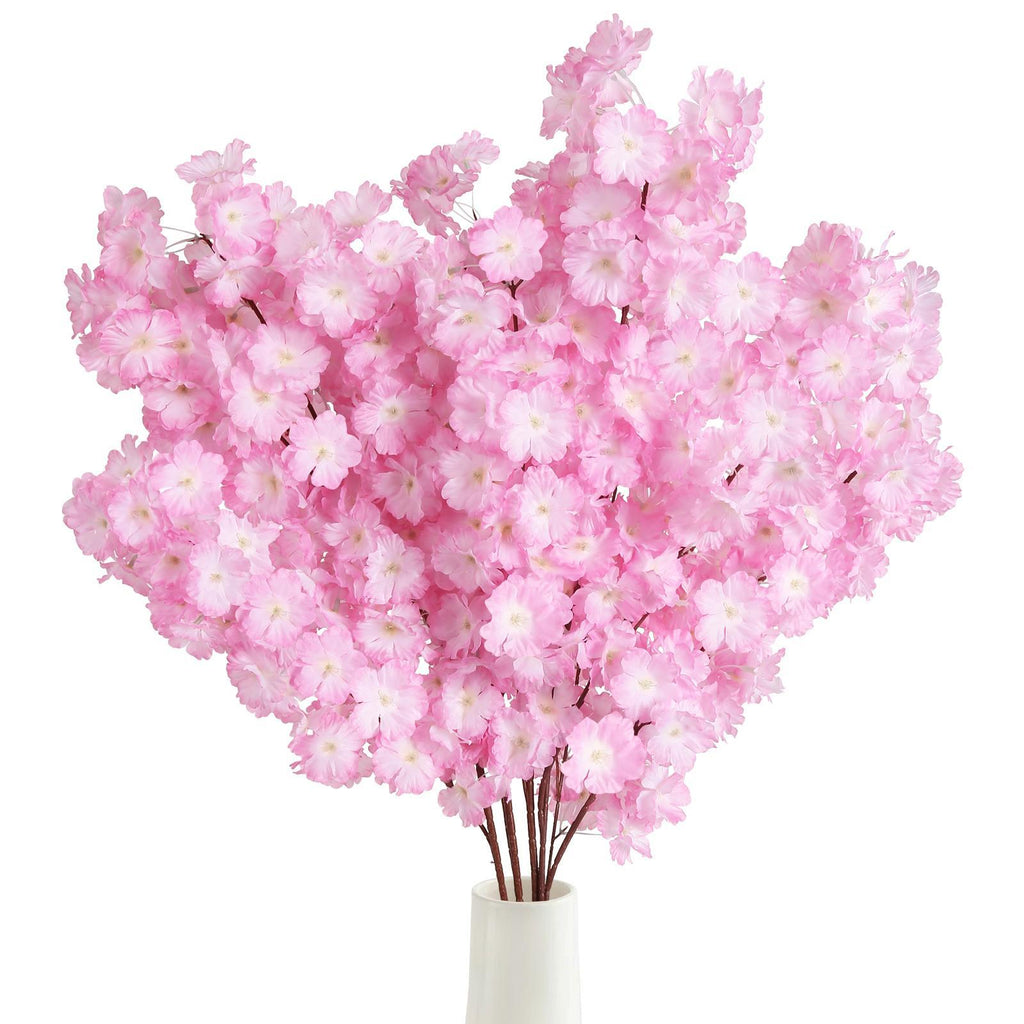 Pink artificial cherry blossom flowers 43 inch long stem for home wedding party bedroom decoration