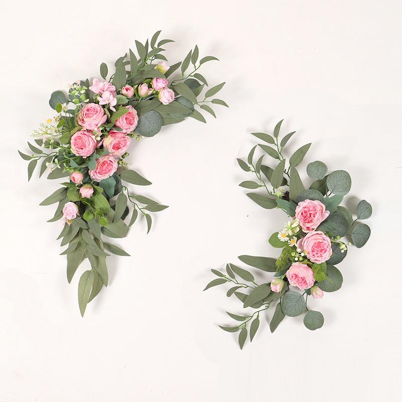 Pink artificial rose flower swag for wedding arch and home decor