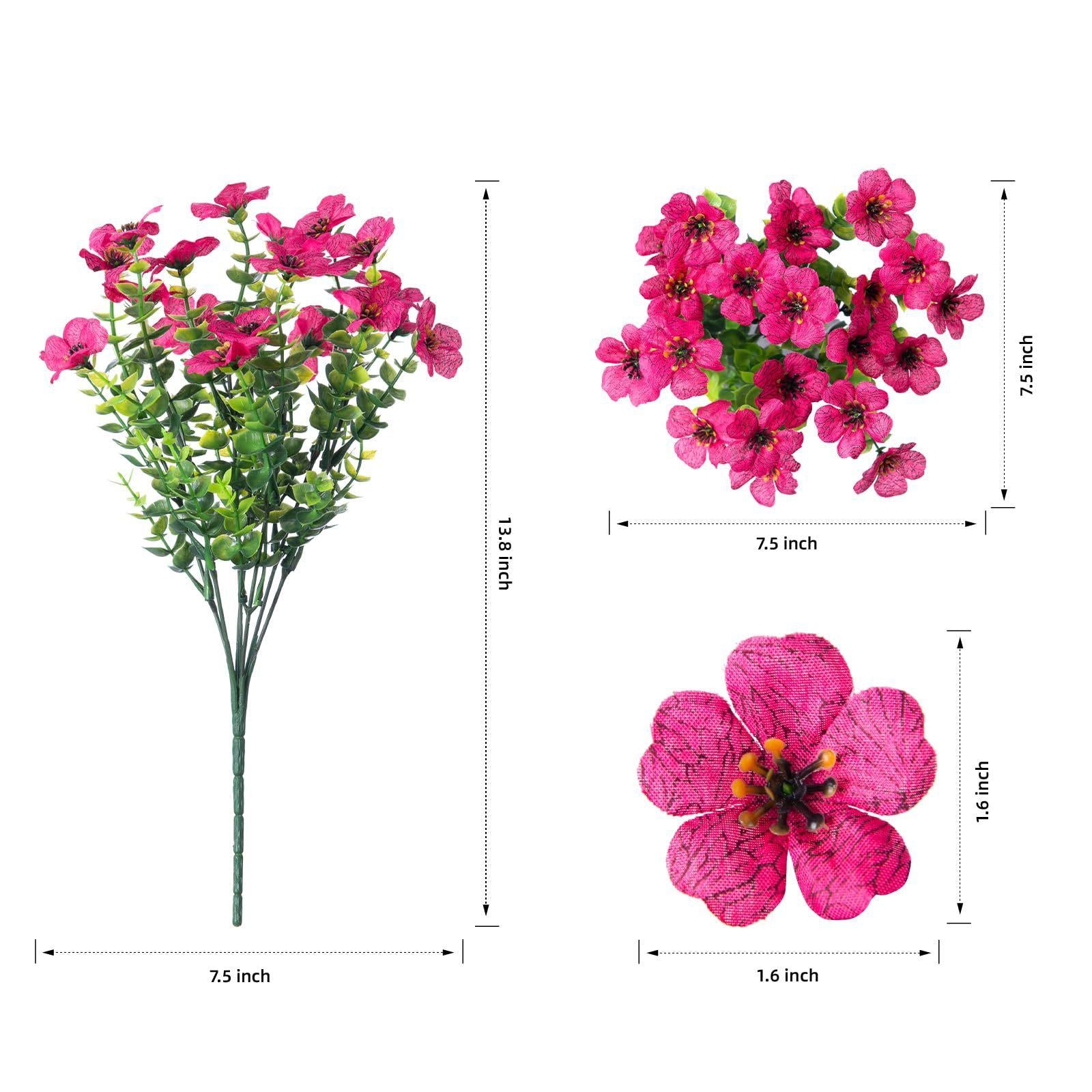 Pink UV resistant artificial flower bouquet set of 6 for home garden and outdoor decor
