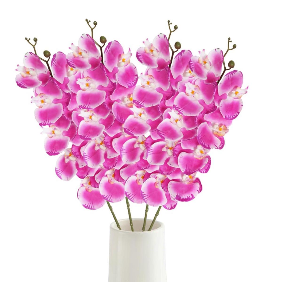 Pink artificial phalaenopsis orchid 4pcs 37.4in real touch stems for home decor wedding