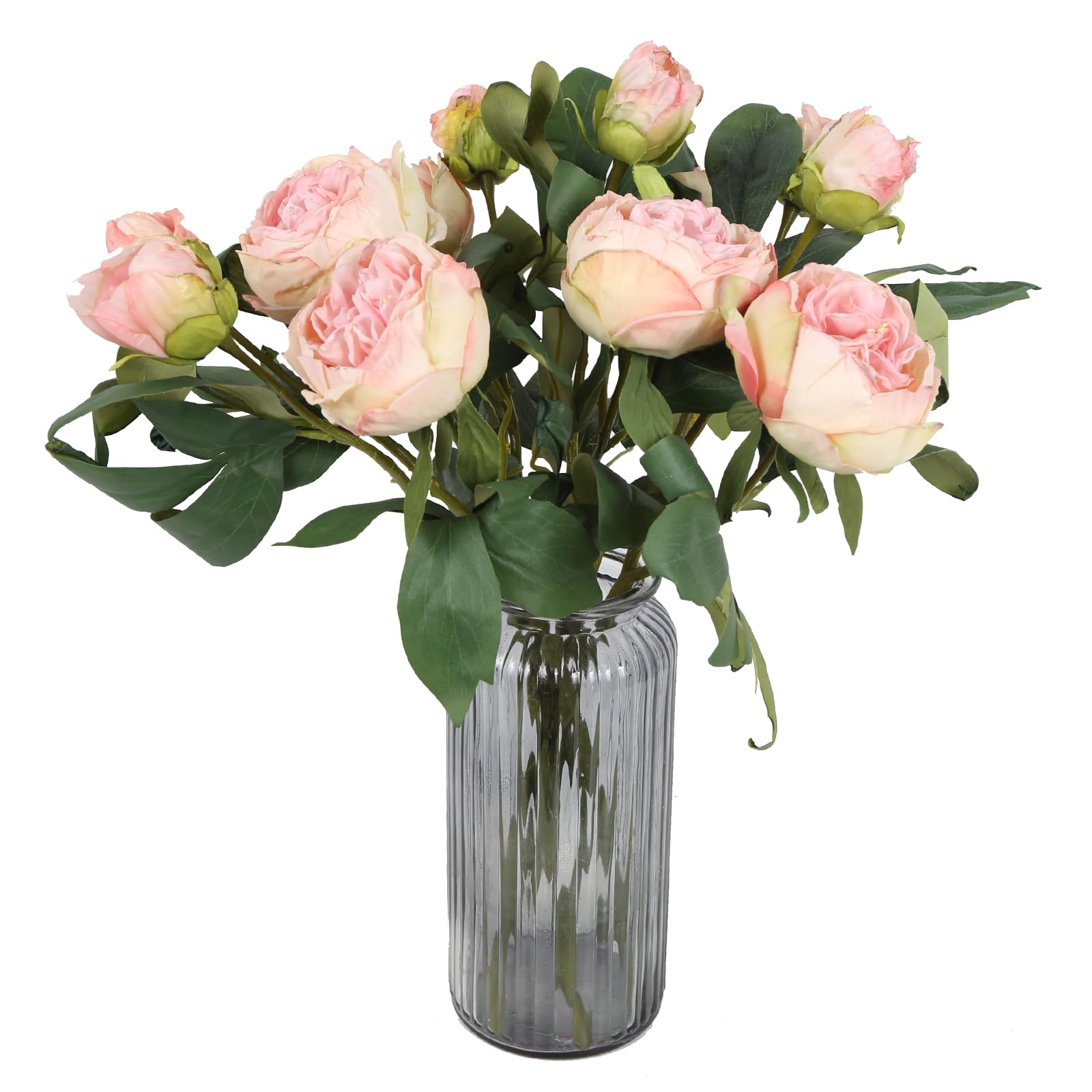 Pink vintage artificial peony stems 5pcs 10 heads for spring home decor table centerpiece