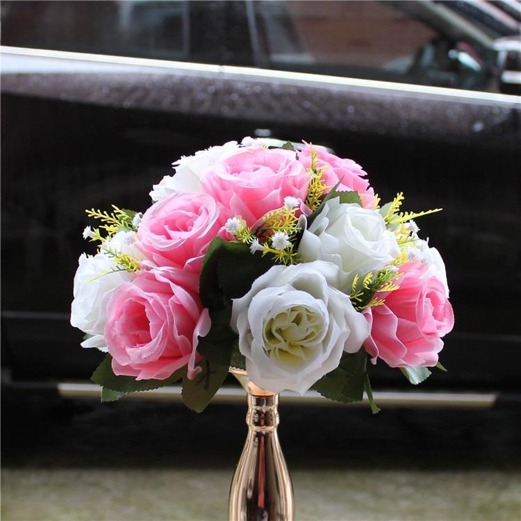 Pink artificial flower ball centerpiece 2pcs for wedding table party backdrop home decor