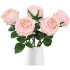 Pink real touch latex rose peony stems 5pcs for wedding bouquet party Valentine's Day home decor