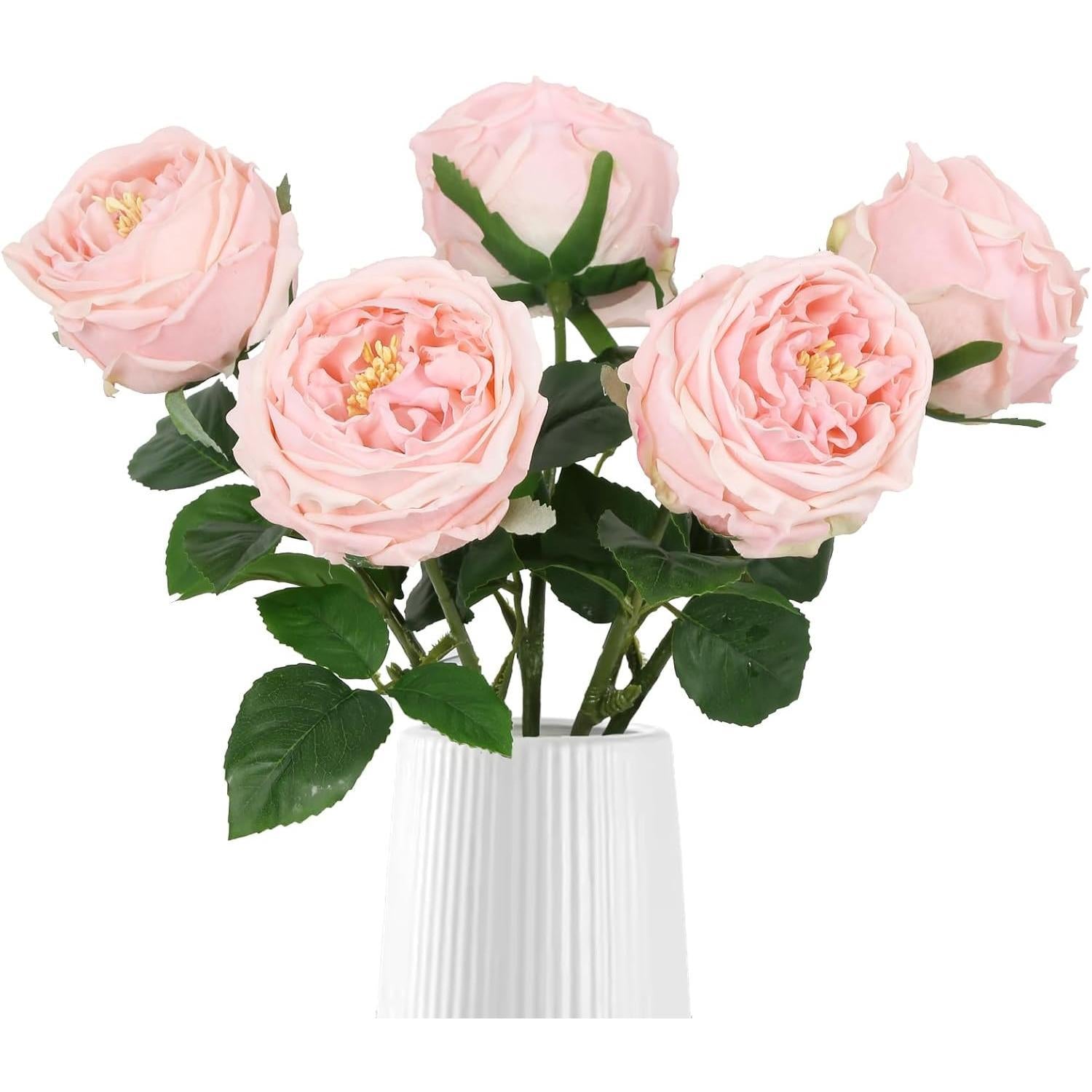 Pink real touch latex rose peony stems 5pcs for wedding bouquet party Valentine's Day home decor
