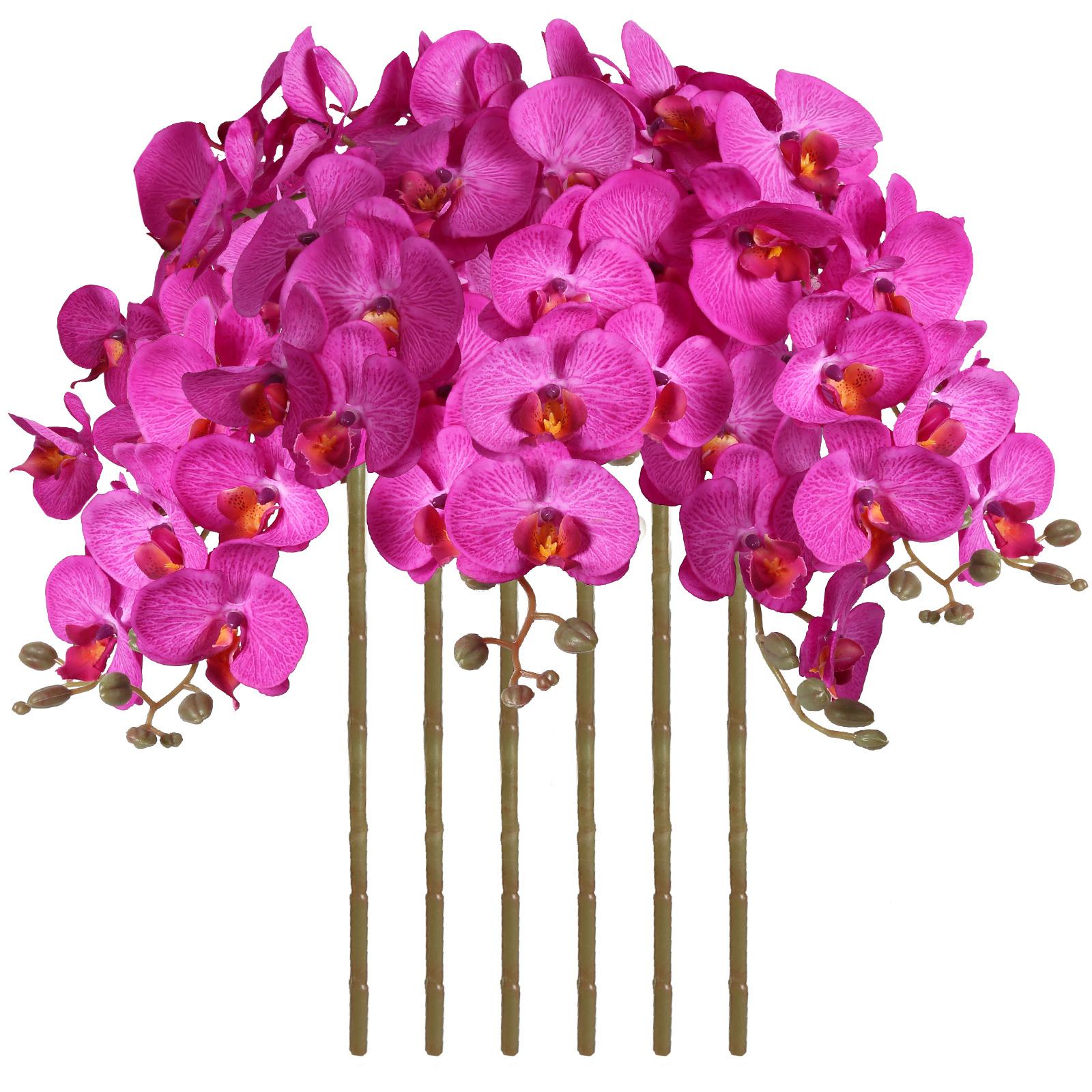 Pink velvet orchid artificial flowers 6pcs 38 inch long stem for tall vase wedding home decor