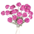 Pink faux kiku chrysanthemum ball flowers 5pcs 24 heads flocking stems for wedding bouquet home decor