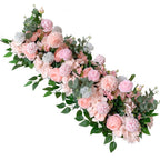Pink artificial rose peony flower swag garland with eucalyptus for wedding arch front door decor