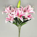 Pink artificial long stem tiger lily flowers for home hotel wedding and party arrangement display
