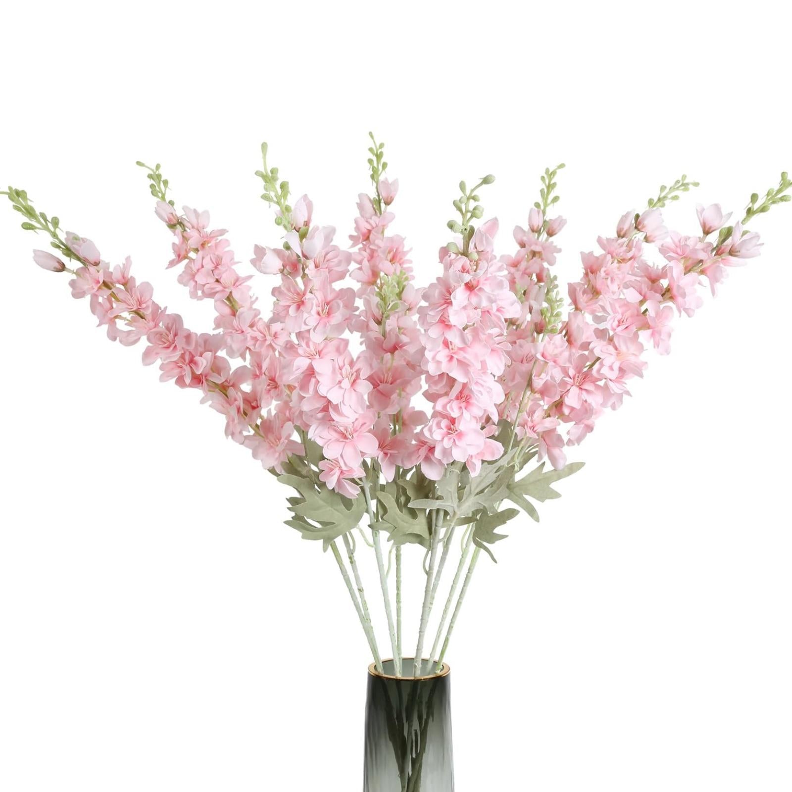 Pink artificial delphinium larkspur 8pcs 33.5in long stem for tall vase wedding decor