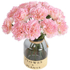 Pink artificial carnation flowers 15pcs with stems for wedding bouquet home decor anniversary birthday