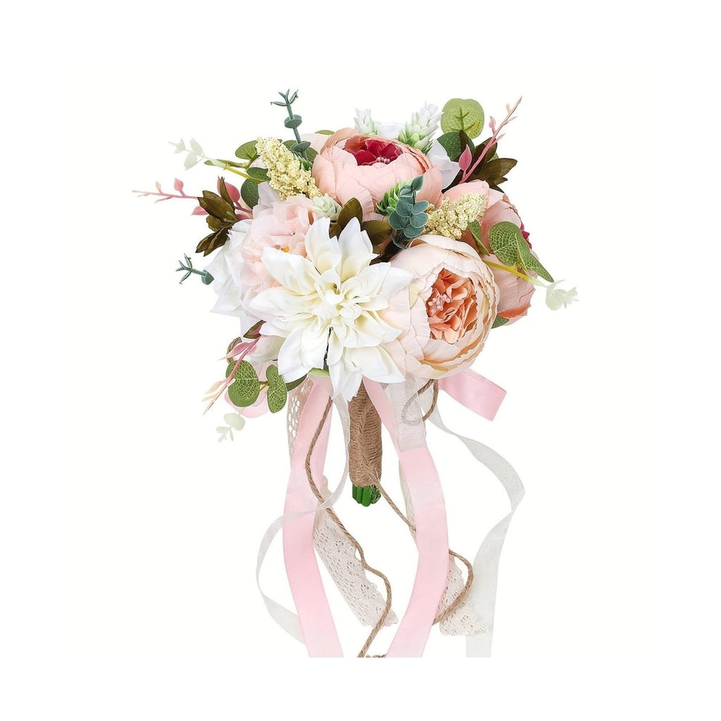 Pink bridal bridesmaid hand bouquet simulation flowers for wedding church ceremony decoration