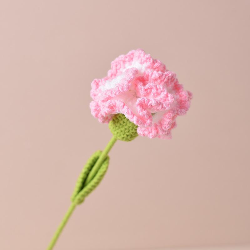 Pink gradient crochet knitted flowers 6pcs handmade bouquet wedding home decor gift