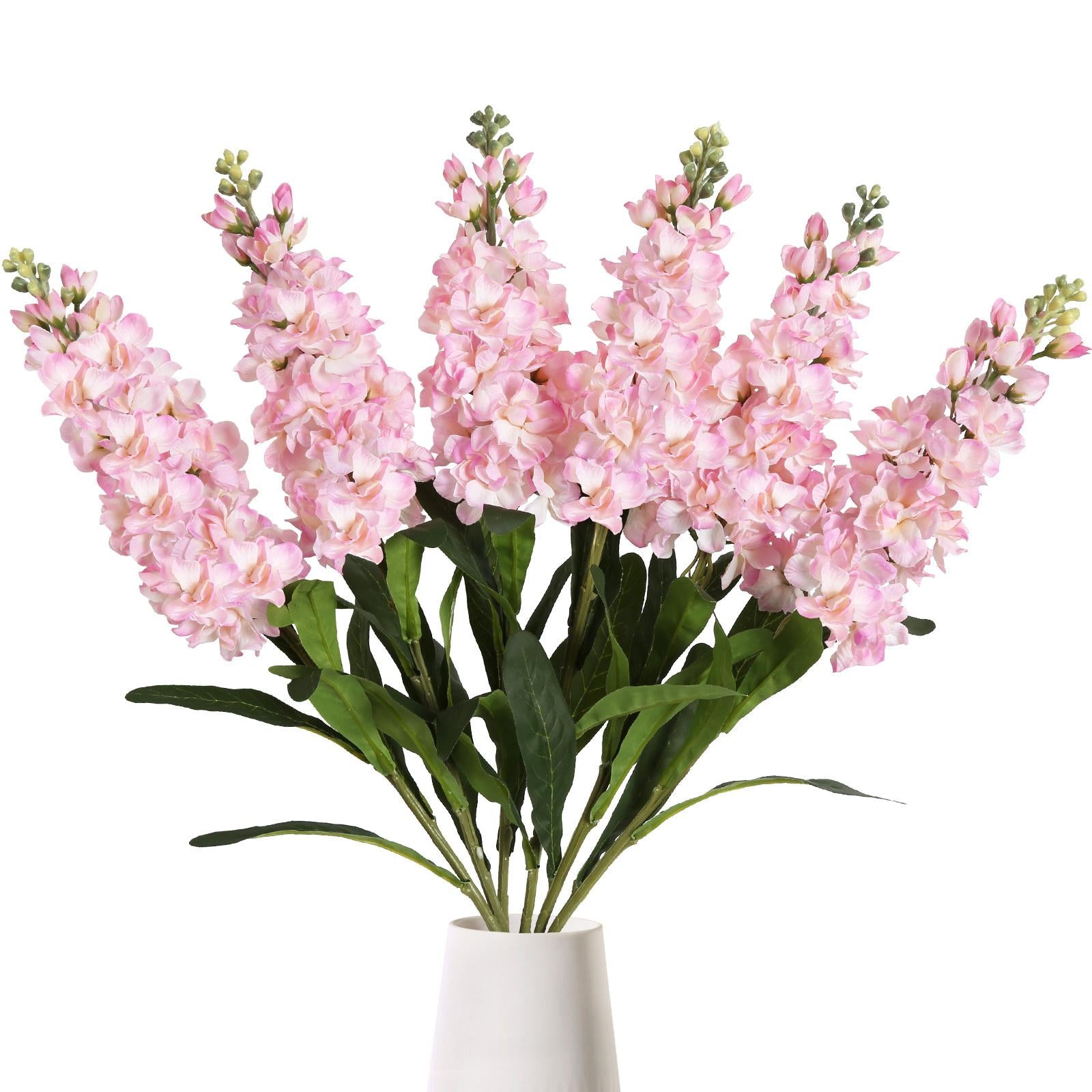 Pink artificial delphinium flowers 6pcs 34 inch long stem for tall vase wedding centerpiece home decor