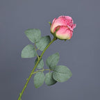 Pink burnt edge real touch curl rose simulation flower for living room dining table decor