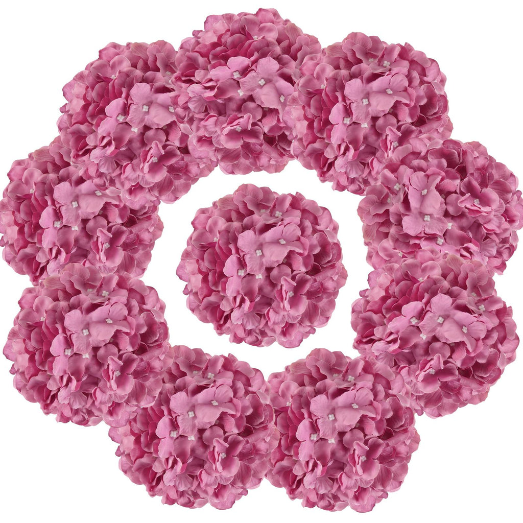 Pink artificial hydrangea flower heads 10pcs for wedding centerpiece bouquet DIY decor