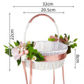 Pink simulation flower basket centerpiece for wedding anniversary and holiday banquet decor
