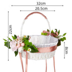 Pink simulation flower basket centerpiece for wedding anniversary and holiday banquet decor
