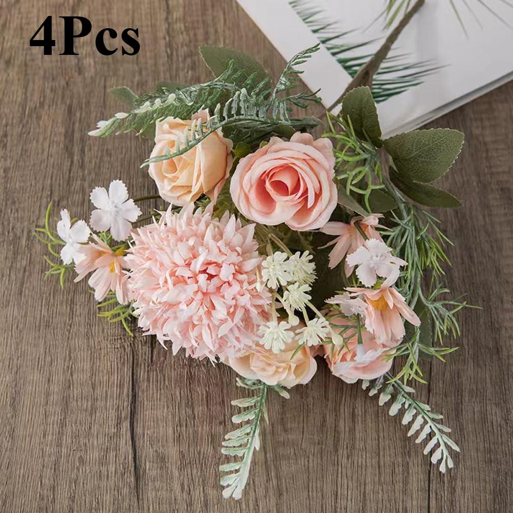 Pink artificial dandelion bouquet set of 4 for wedding and party decoration
