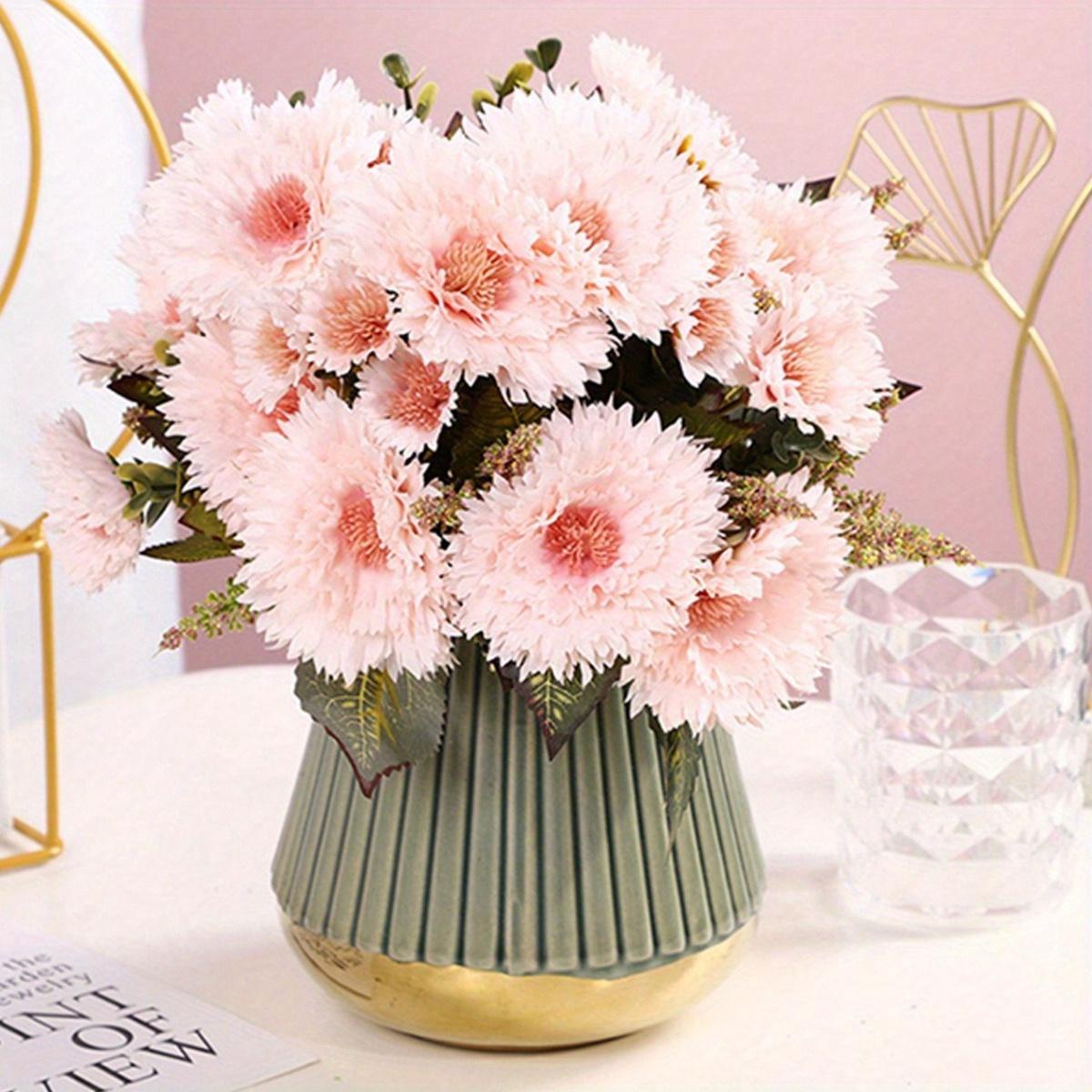 Pink vintage artificial sunflowers set of 3 bridal arrangement table centerpiece home decor