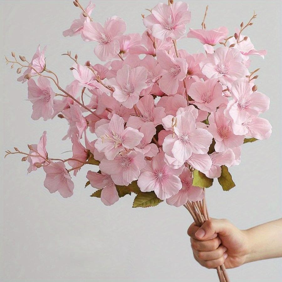 Pink silk magnolia blossom branches set of 3 for wedding and home decor