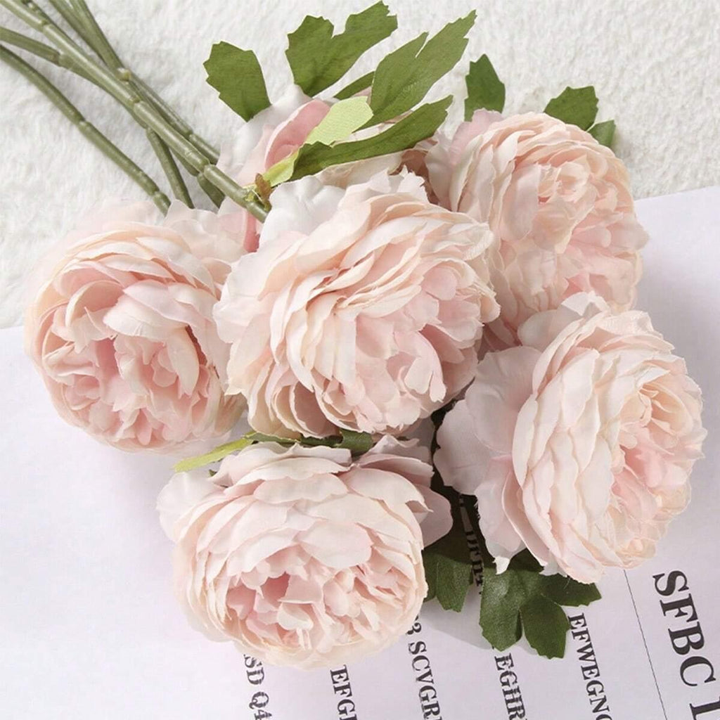 Pink artificial silk peony flowers for wedding bouquet wreath home decor centerpiece