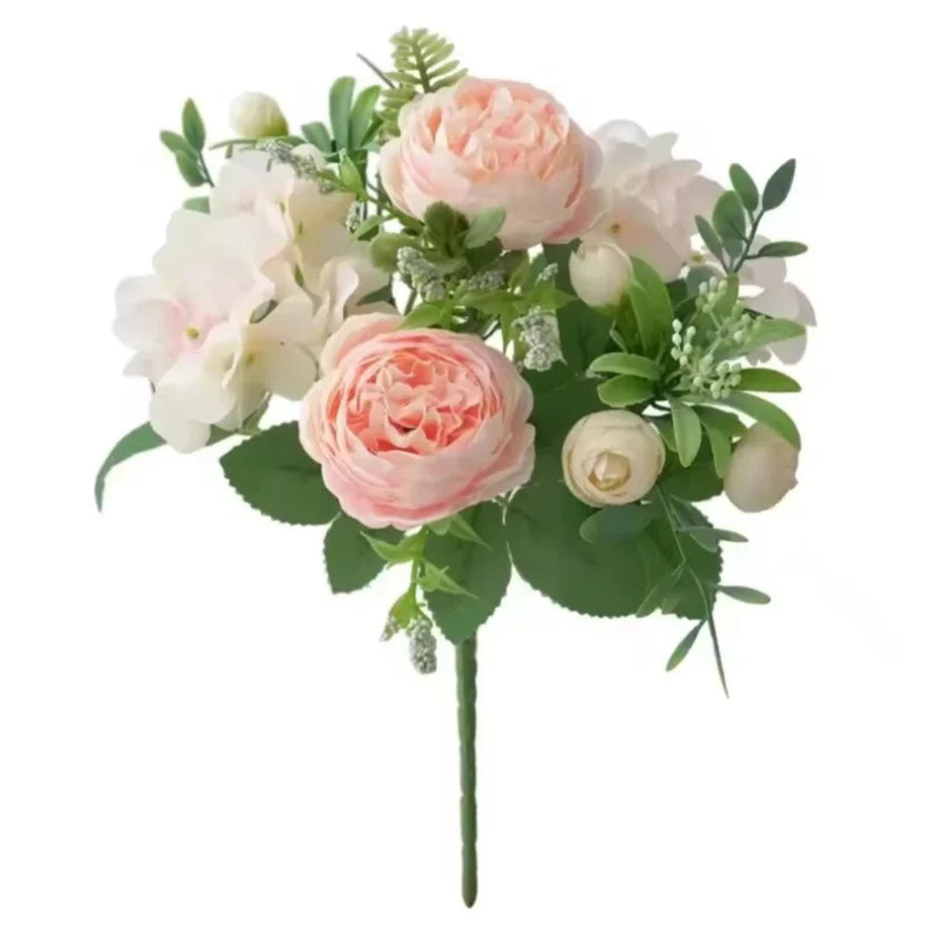 Pink artificial rose bouquet fake flowers for bridal shower table centerpiece