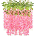 Pink artificial wisteria vine garland 12pcs 3.6ft for wedding arch garden home decor
