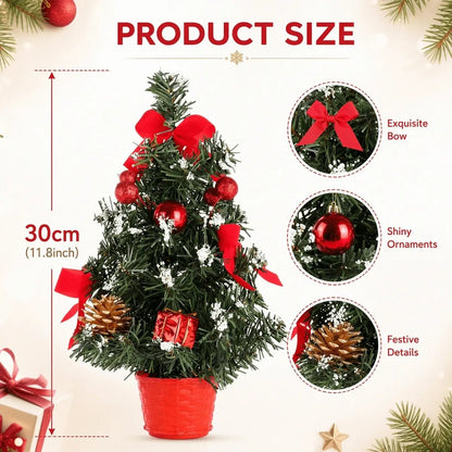 Red mini Christmas tree dimensions, 30 cm or 11.8 inches tall
