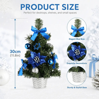 Blue mini Christmas tree dimensions, 30 cm or 11.8 inches tall