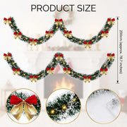 Pre-Lit Christmas Tinsel Garland with Red Bows – Set of 2