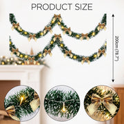 Pre-Lit Christmas Tinsel Garland with Red Bows – Set of 2