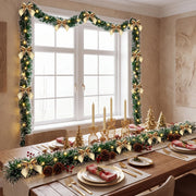 Pre-Lit Christmas Tinsel Garland with Red Bows – Set of 2