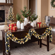 Pre-Lit Christmas Tinsel Garland with Red Bows – Set of 2