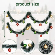 Pre-Lit Christmas Tinsel Garland with Red Bows – Set of 2