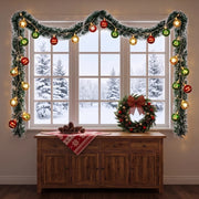 Pre-Lit Christmas Tinsel Garland with Red Bows – Set of 2