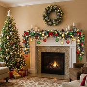 Pre-Lit Christmas Tinsel Garland with Red Bows – Set of 2