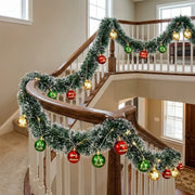 Pre-Lit Christmas Tinsel Garland with Red Bows – Set of 2