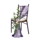 Purple artificial rose greenery swag wedding chair pew aisle ceremony decor