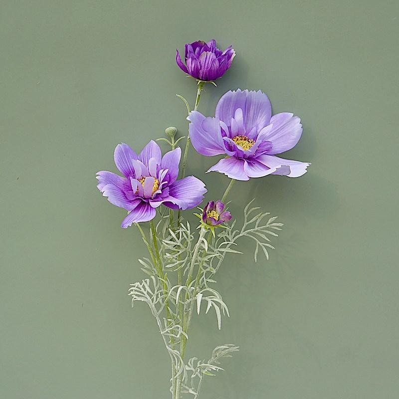 Purple artificial cosmos flower stems set of 3 for wedding and home decor