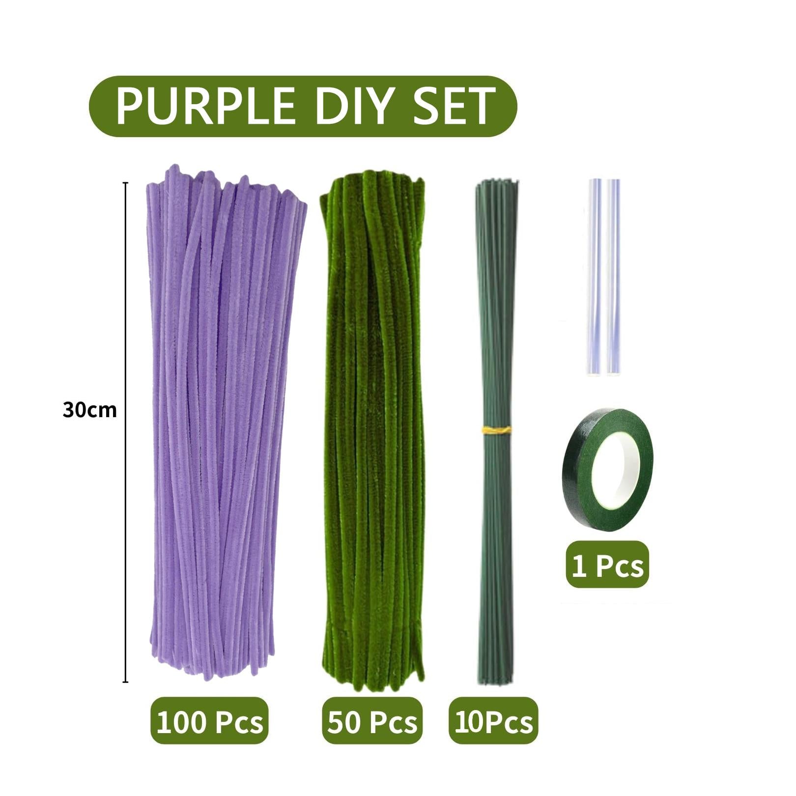Purple pipe cleaner chenille stems set of 10 for DIY crafts and Mother's Day gifts
