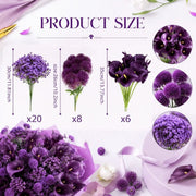 Purple Baby's Breath Allium Calla Lily Wedding Stems – Set of 34