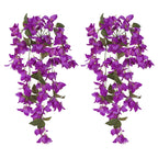 Artificial Bougainvillea Hanging Flowers 2pcs | UV Resistant Silk Vine for Garden Yard Porch Patio Wedding & Home Outdoor Decor in Pink Purple White Blue Orange