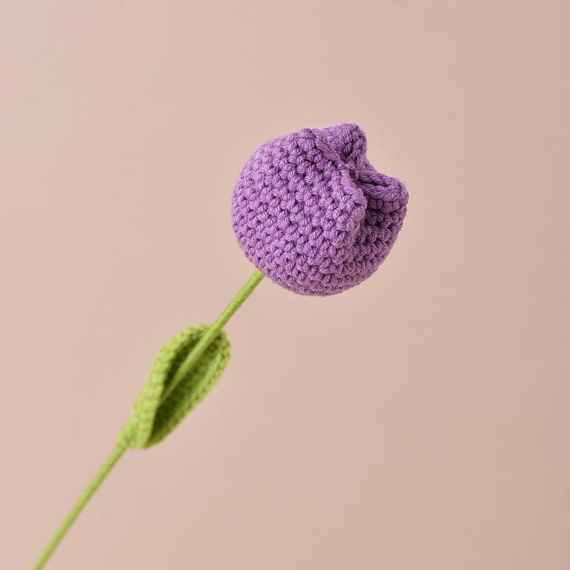 Purple handmade crochet tulip bouquet 8pcs for Mother's Day birthday anniversary home decor gift