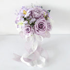 Purple artificial toss rose bouquet for wedding ceremony church decoration anniversary