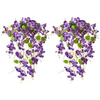 Purple UV resistant artificial hibiscus hanging flowers 2pcs for porch patio yard spring summer decor