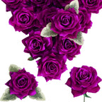 Purple artificial velvet roses 16pcs 4.3 inch for wedding bouquet centerpiece home decor