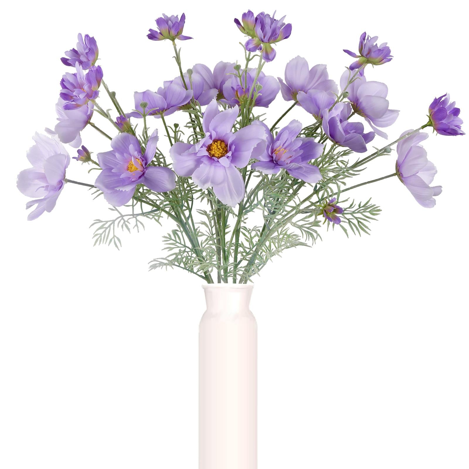Purple artificial cosmos daisy flowers 6pcs 30 inch long stem for wedding tall vase party decor