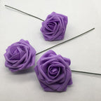 Purple PE foam artificial roses 50pcs 8cm for DIY wedding centerpiece home decor