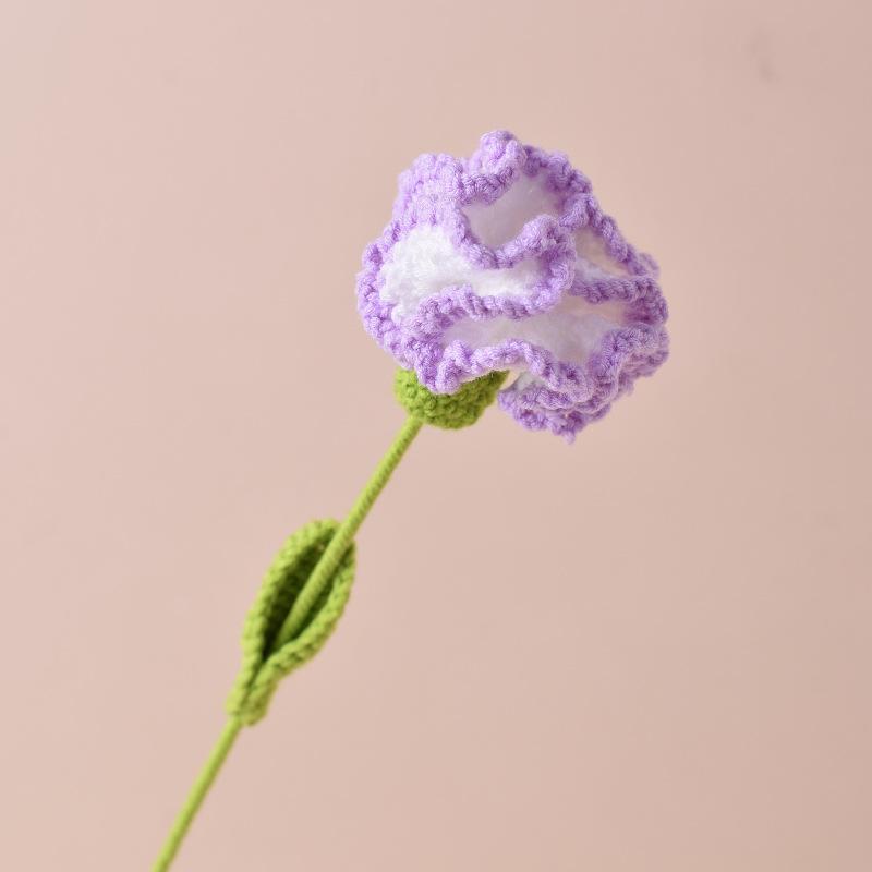 Purple gradient crochet knitted flowers 6pcs handmade bouquet wedding home decor gift