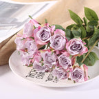 Purple artificial long stem rose bouquet for wedding and home decoration
